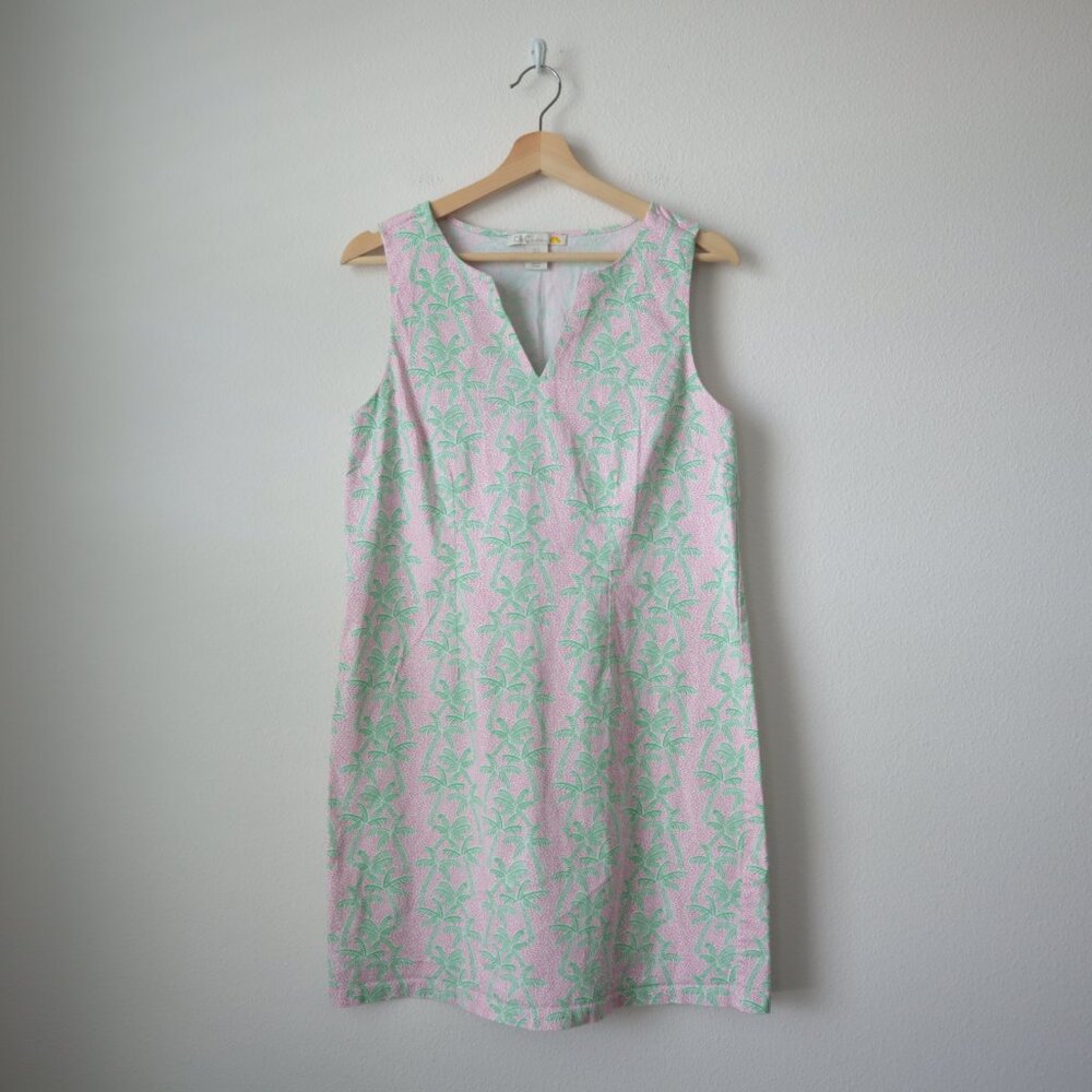 C&C California Pink & Mint Palm Print Shift Dress - Picture 2 of 6
